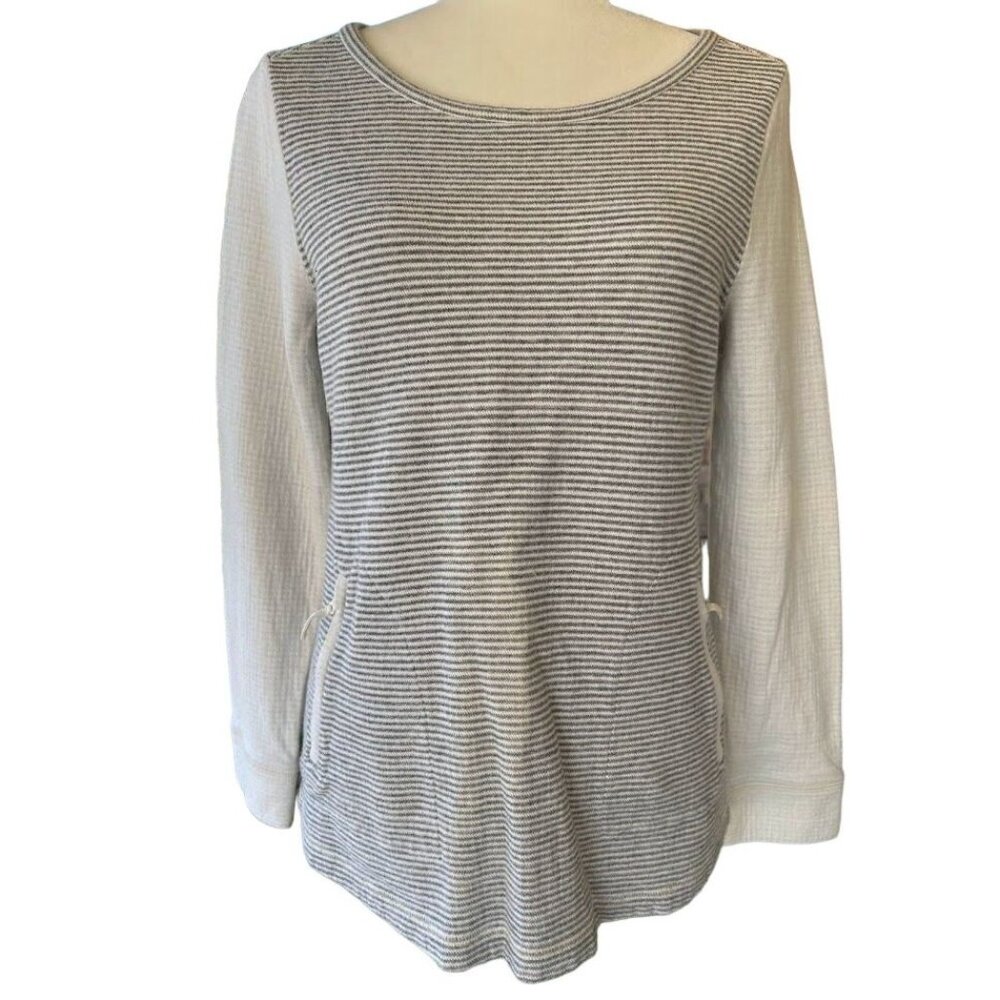 T by Talbots Large Petite Gray Sweater Zipper Pocket